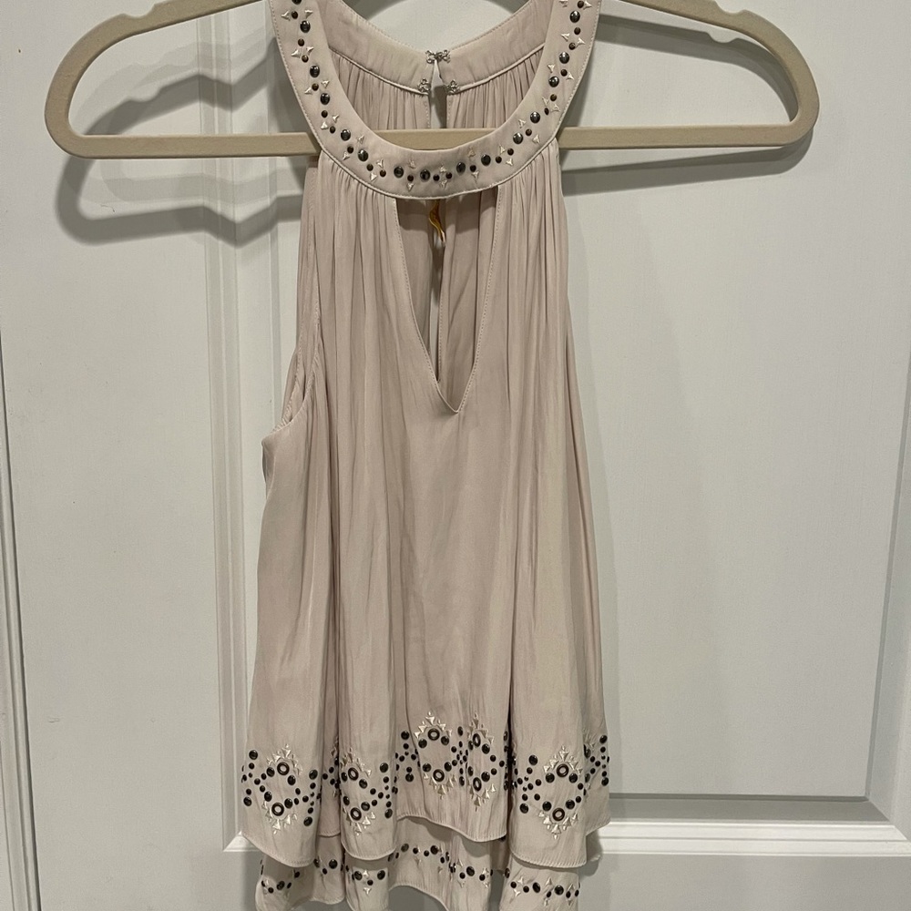 Ramy Brook Halter High Neck Embellished Tank Top Size Small
